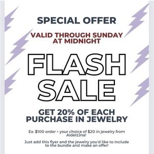 FREE JEWELRY FLASH SALE!! Free jewelry with each purchase!